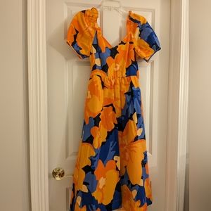 Tabitha Brown for Target Floral Tie Back Puff Sleeve Midi Dress size 0